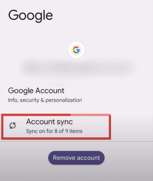 Select your email address and click Account Sync