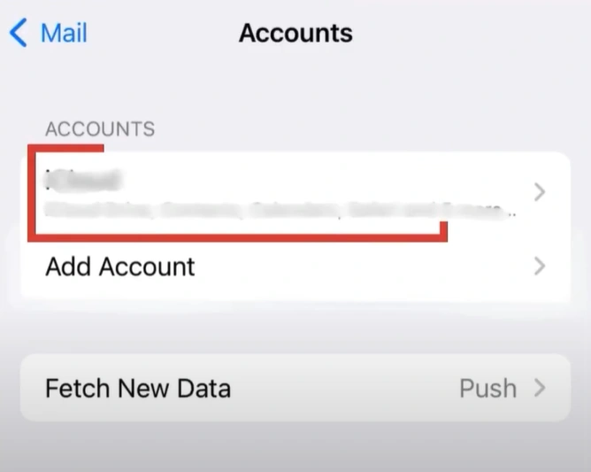 Tap Accounts and the email address