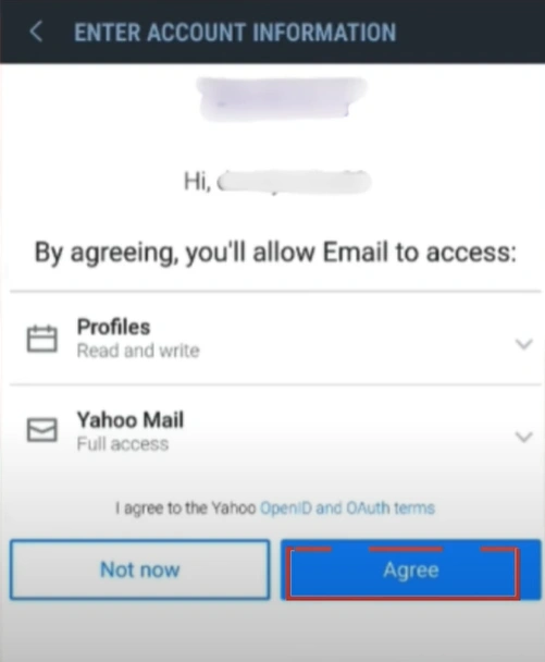 tap Agree to allow access