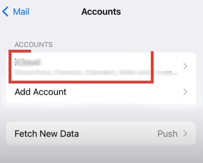 Tap Accounts and the email address