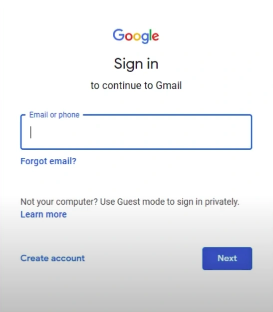 navigate to the Gmail sign-in page