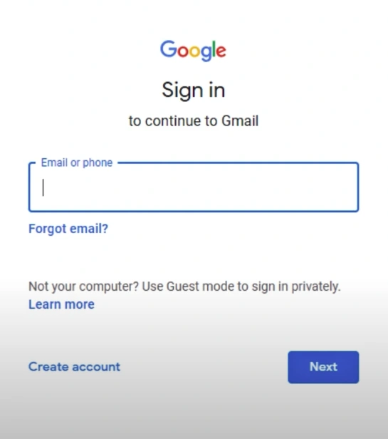 navigate to the Gmail sign-in page