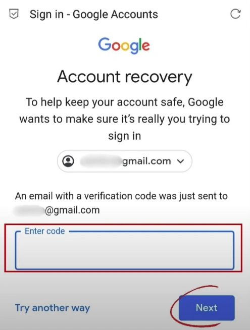 Enter the verification code