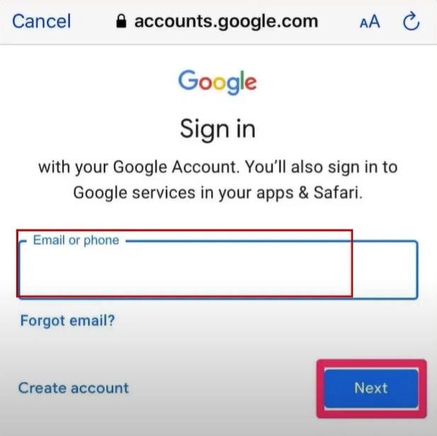 Navigate to the Gmail sign-in page