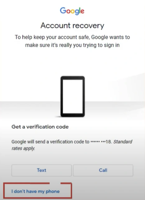 Get a Verification code screen