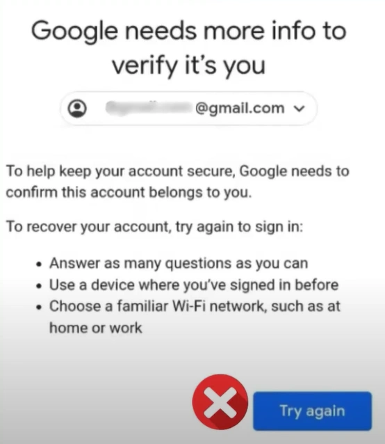 get Google Needs More Info to Verify