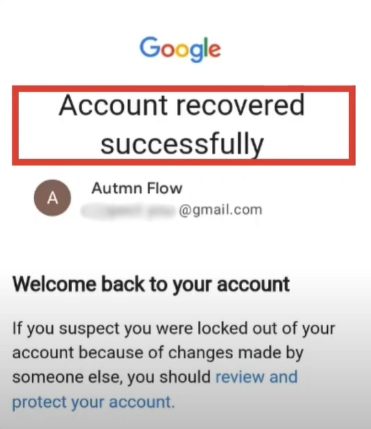 get an Account Recovered Successfully