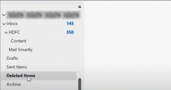Select Deleted Items and locate the deleted email