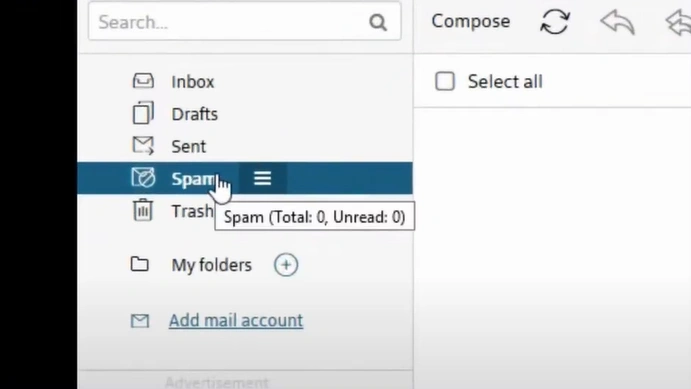 Select Spam from the menu