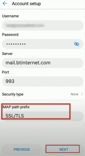 Set SSL/TLS as the Security Type