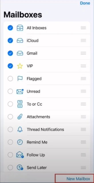 Tap on New Mailbox