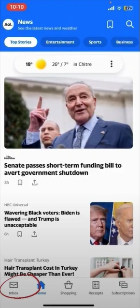Tap on Inbox from the bottom bar