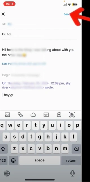 click on Send in the top-right corner