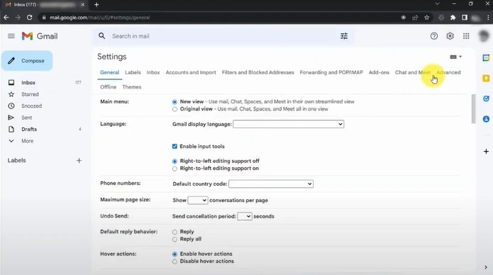  then open the Accounts and Import section