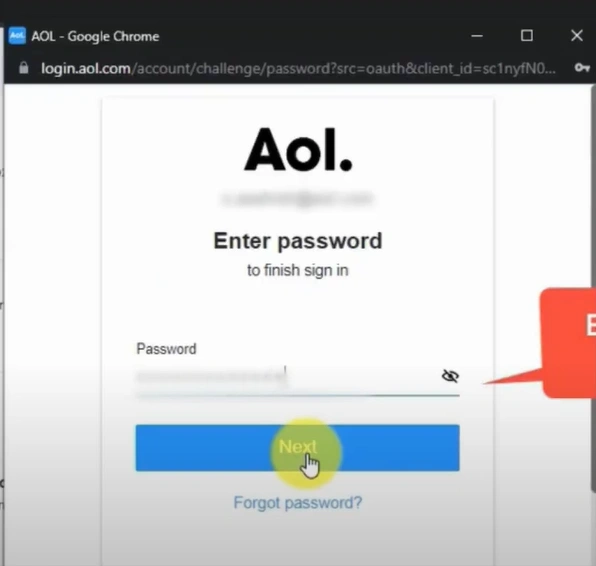 Enter the password and click on Next