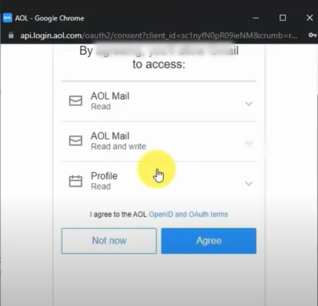 Click the Agree button to allow Gmail