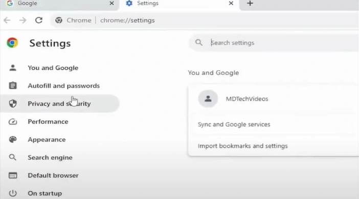 Select the Settings option