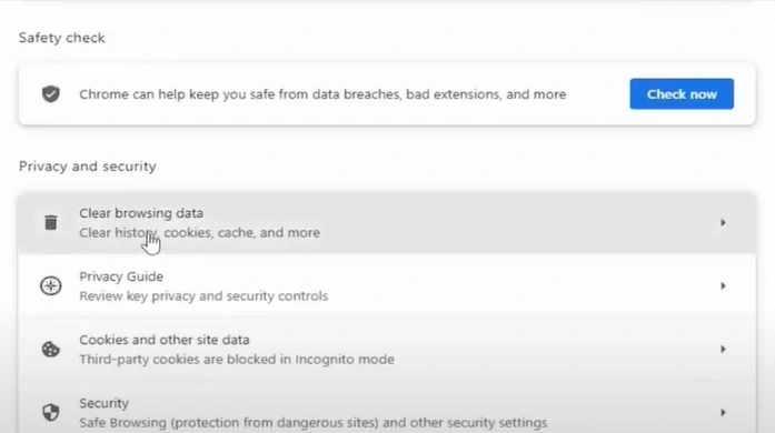 Clear browsing data