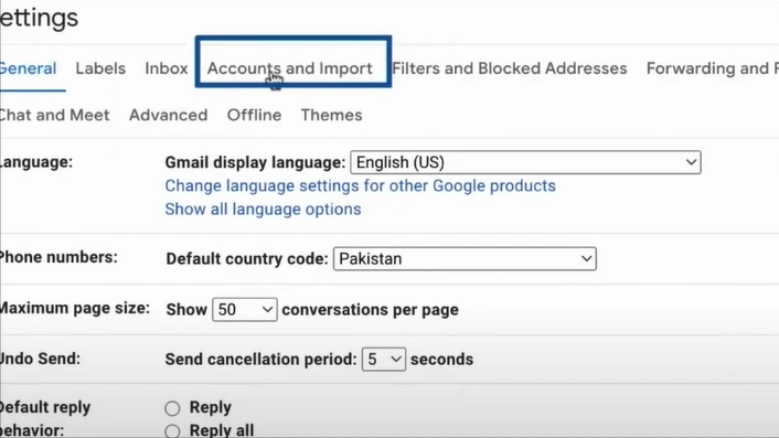 Open the Accounts and Import tab