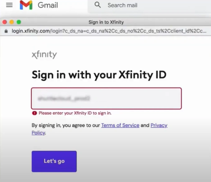  Enter your Xfinity ID again 