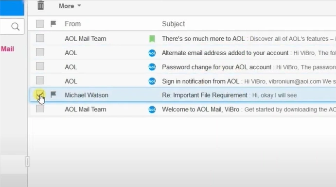  email you want to retrieve and click on More