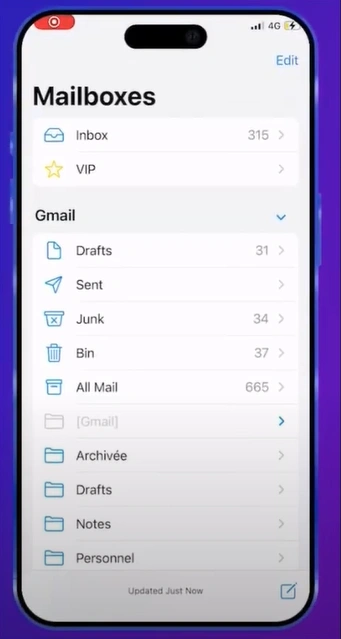 Open the mailbox on your iPhone
