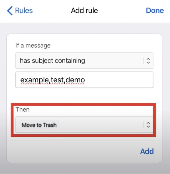 In the Action drop-down menu