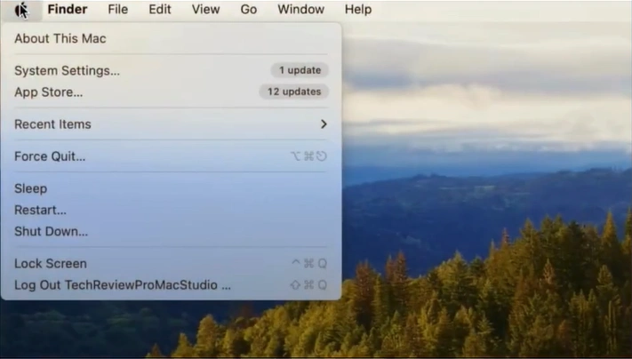 Click the Apple icon in the top-left corner