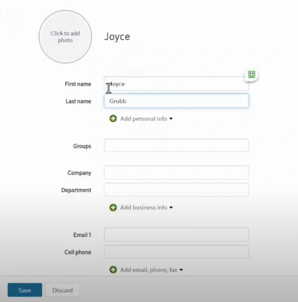 Add the contact details 