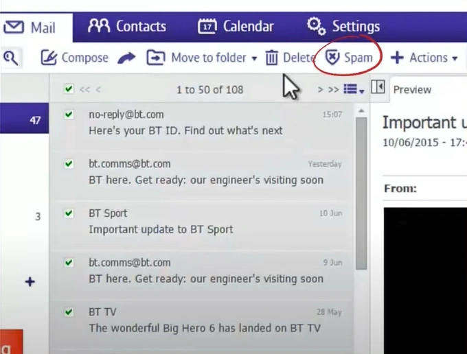 Click on the Spam option