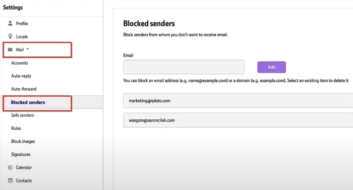 Open the Mail dropdown