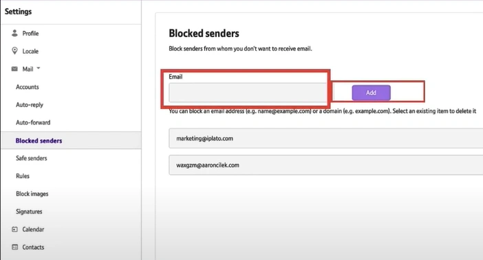 Type in the email address you want 