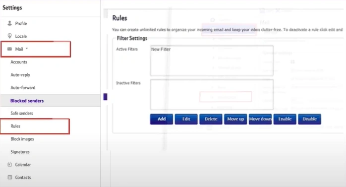 Open the Mail dropdown