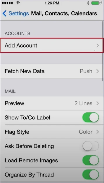 then tap on Add Account