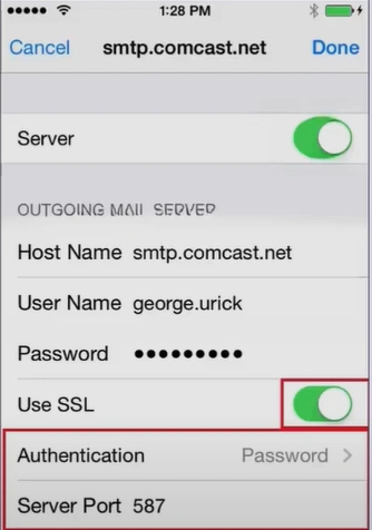 Turn on the Use SSL option
