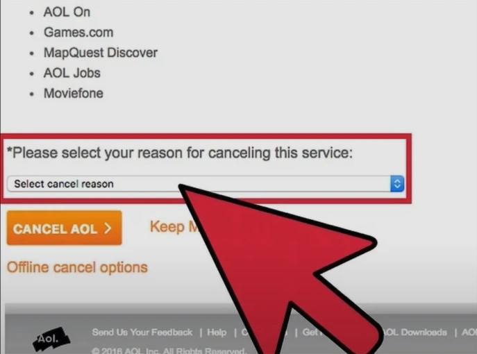 select a cancellation reason from the drop-down menu