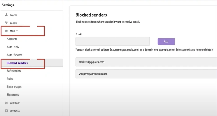Open the Mail dropdown