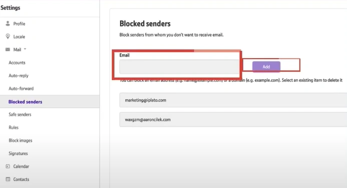 Type in the email address