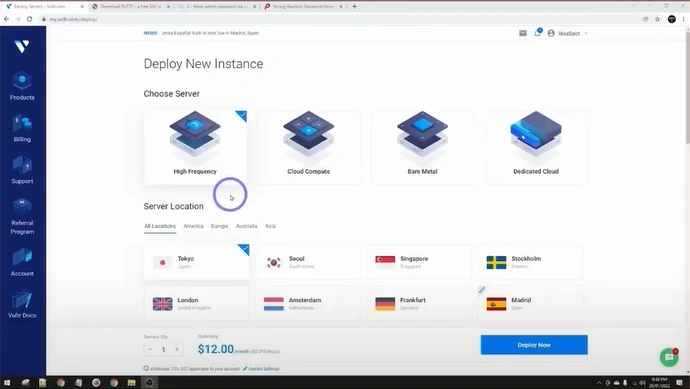 Find a VPS server and sign in