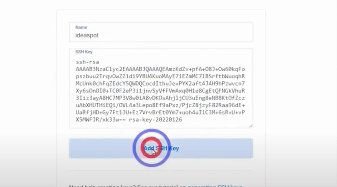 Click on Add SSH Key