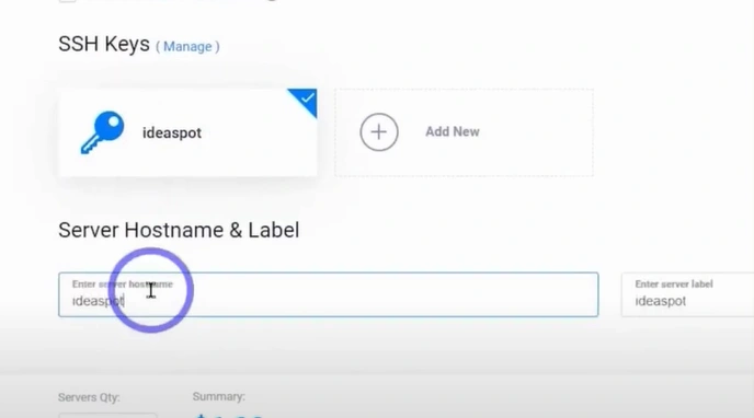 Select your SSH key in Keys