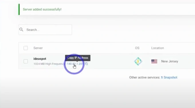 Copy the IP address to connect 