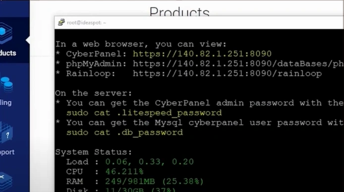 You change the password by typing adminPass