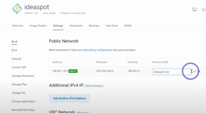 Go back to your VPS server page