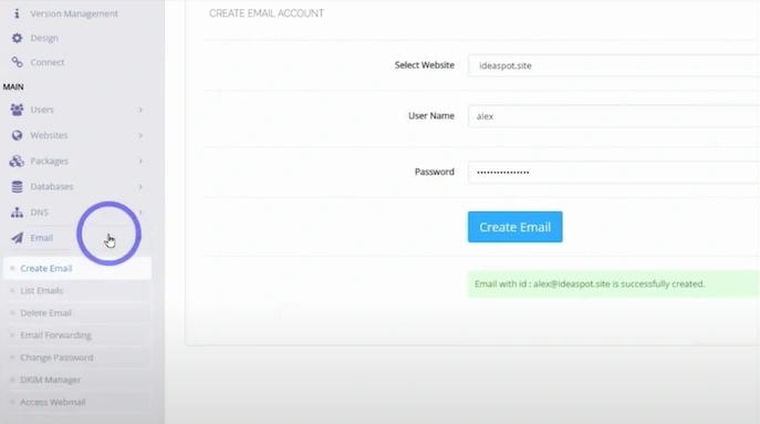 Go back to Email on the sidebar