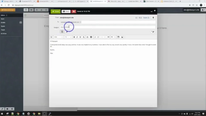 Test your webmail by sending