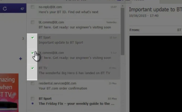 Select the emails you want to mark as spam