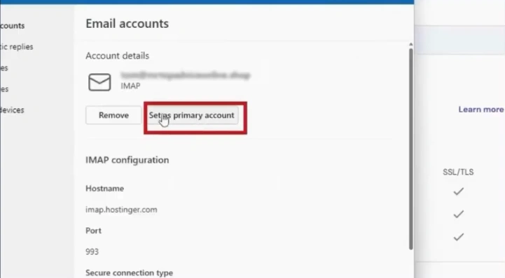 Set as primary account