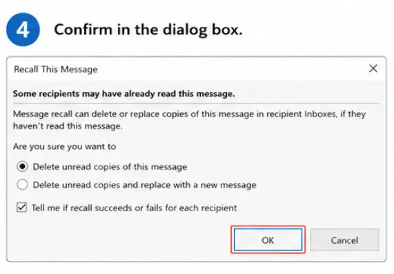 Confirm in the dialog box