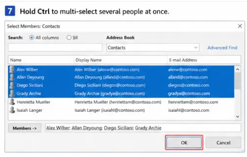 Hold Ctrl to multi-select several people at once instead of adding them one by one